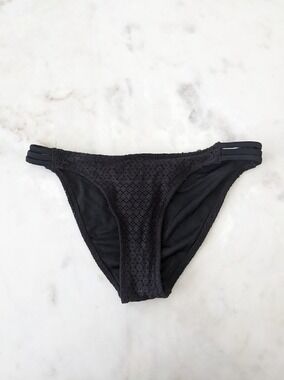 H&M Black Eyelet String Bikini Bottom Side Strap Size 4